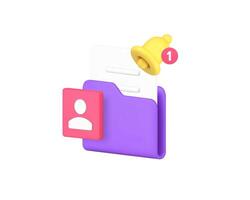Personal data archive storage database file notification 3d icon realistic illustration vector