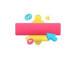 Push button notification interface reminder with empty bar mockup ring bell 3d icon realistic vector