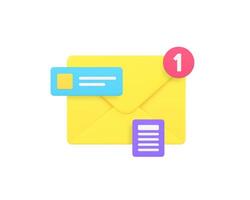 Incoming message inbox mailbox letter document notification 3d icon realistic vector