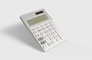 white calculator with numbers on white backdrop photo