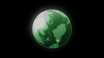 Green Earth sphere rotation Hologram effect background.Eearth rotation HUD effect background video