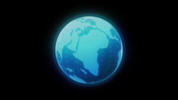 Blue Digital Earth with sphere dot rotation effect background.Eearth digital rotation HUD effect video