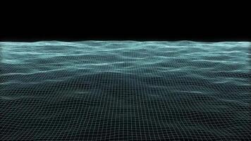 Ocean wireframe white blue abstract Background.Ocean wireframe digital style effect background video