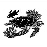 Beautiful marine life with various types of coral reefs and colorful fish vector