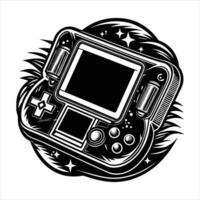 Retro Gaming System Symbol Portable Console Art Old vector