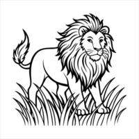 Lion running on field vector