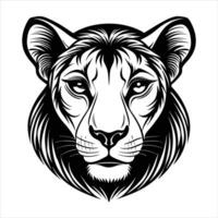 Young lion in green grass. vector