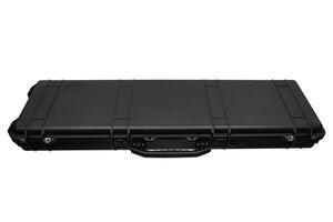 A black, hard-shell protective case, typically used for transporting delicate equipment, featuring a sturdy handle and secure latches photo