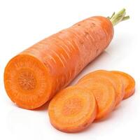 Fresh orange carrot with sliced pieces showcasing its vibrant color photo