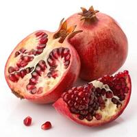 Fresh red pomegranate with juicy seeds and vibrant color photo