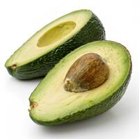 Fresh green avocado halves with smooth texture and seed inside photo