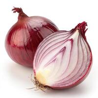 Fresh glossy red onion, sliced to reveal its vibrant layers and texture photo