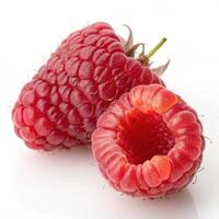 Fresh red raspberry with plump texture and vibrant color photo