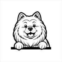Cute Chow Chow Dog peeking Black and White vector