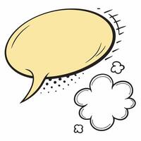 Speech and thought bubbles illustration with yellow background ideal for business and advertising campaigns vector