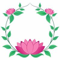 Elegant Lotus Flower Frame for business, with pink blooms and green leaves, ideal for branding and presentations vector