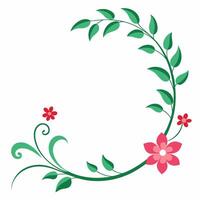 Floral frame for business use featuring a circular vine and three red flowers vector