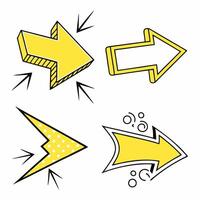 Various Yellow Arrows with Black Outlines Pointing in Different Directions for Business Use vector