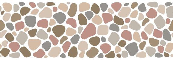 Cobblestone mosaic seamless border, road, stone texture. abstract repeat background, street vector