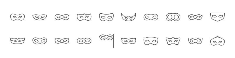 Carnival Mask Pack of Thin Icons. Editable Stroke. Suitable for Web Sites, Books, Cards, Apps vector