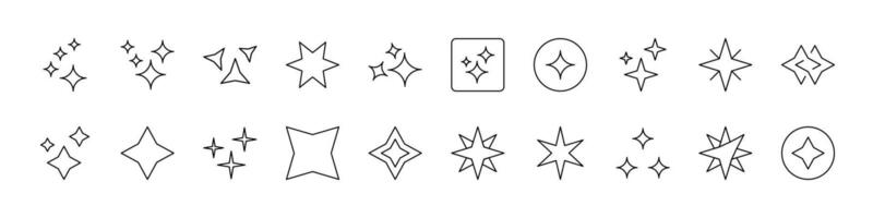 Sparkles and Stars Icon Set for UI, Placards, Books, Apps. Editable Stroke. Suitable for Web Sites, Books, Cards, Apps vector