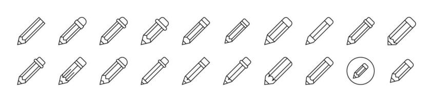 Pen and Pencils Outline Simple Linear Image Collection. Editable Stroke. Suitable for Web Sites, Books, Cards, Apps vector