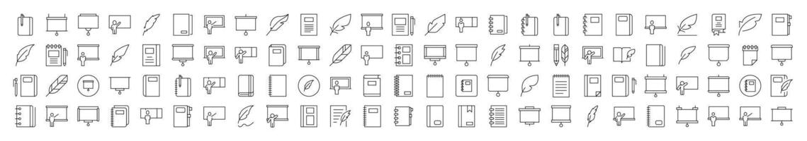 University Related Symbol Set. Contains Icons of Professor, Teacher, Presentation Board, Notebook for Banners, Infographics, Books, Articles and Other Types of Design vector