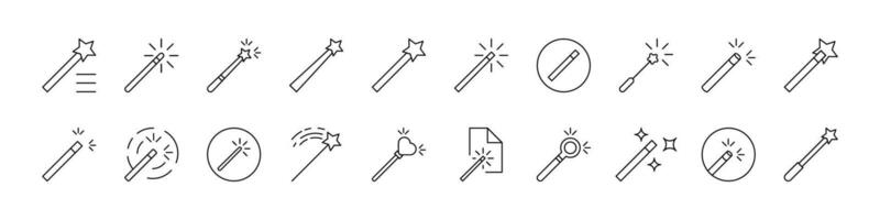 Magic Wand Pack of Thin Icons. Editable Stroke. Suitable for Web Sites, Books, Cards, Apps vector