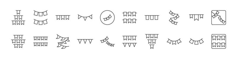 Garlands Icon Set for UI, Placards, Books, Apps. Editable Stroke. Suitable for Web Sites, Books, Cards, Apps vector