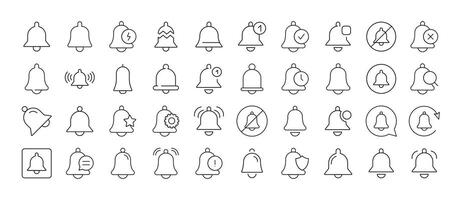 Bell with Items Icon Set for UI, Placards, Books, Apps. Editable Stroke. Suitable for Web Sites, Books, Cards, Apps vector