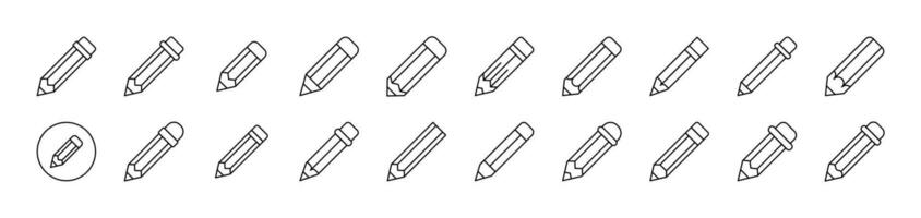Pen and Pencils Pack of Thin Icons. Editable Stroke. Suitable for Web Sites, Books, Cards, Apps vector