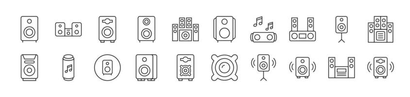 Music Center Line Icon Collection. Editable Stroke. Minimalistic Linear Pictogram for Design of Cards, Apps, Banners, Posts vector