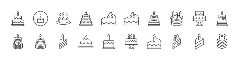 Various Cakes Related Line Icons for Web Sites, Books, Cards, Apps. Editable Stroke. Suitable for Web Sites, Books, Cards, Apps vector