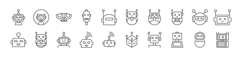 Robot Icons. Editable Stroke. Minimalistic Linear Pictogram for Design of Cards, Apps, Banners, Posts vector