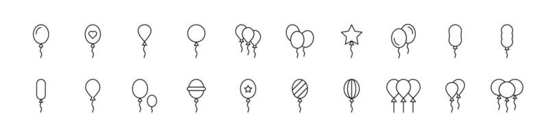 Holiday Ballon Icon Set for UI, Placards, Books, Apps. Editable Stroke. Suitable for Web Sites, Books, Cards, Apps vector