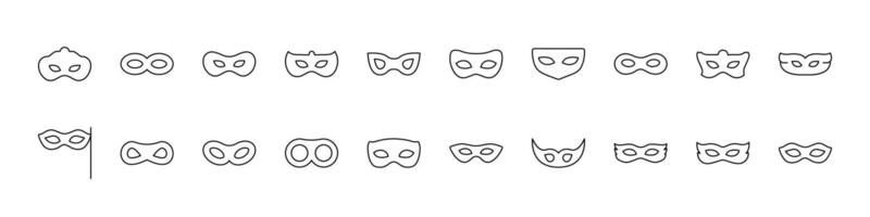 Carnival Mask Icon Set for UI, Placards, Books, Apps. Editable Stroke. Suitable for Web Sites, Books, Cards, Apps vector