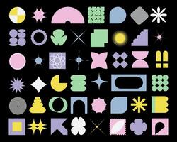 Abstract aesthetic geometric shapes y2k. Colored elements on isolated background. vector