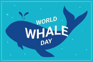 Minimalistic greeting card for World Whale Day with whale silhouette. vector