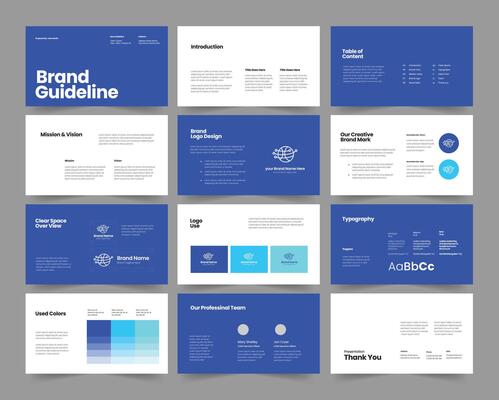 Brand guideline template, Brand Identity presentation design, Brand guideline presentation template