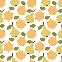 Summer pattern with lemons and pears on a white background.Fruit background. print for fabric and wallpaper. vector