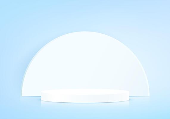 Blue background 3d with white podium. 3D abstract studio room with pedestal podium. Space for selling products, backdrop, wallpaper, background, text. illustration.
