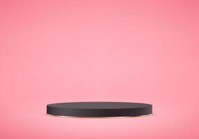Pink background 3d with black podium space for selling products, backdrop, wallpaper, background, text. Empty white studio room background. illustration. vector