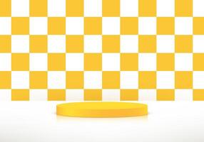 yellow and white checkered background 3d with podium. Empty pink studio room background. Space for selling products on the website. illustration. vector