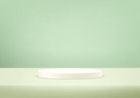 Pastel green background 3d with beige podium. products display 3d background podium. Space for selling products, backdrop, wallpaper, background, text. illustration. vector