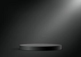 Black background 3d with podium space for selling products, backdrop, wallpaper, background, text. 3D abstract studio room with pedestal podium. illustration. vector