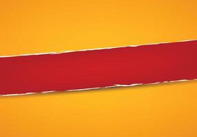 Abstract yellow and red background. Torn paper in flat style. Banner for advertise product on website. Space for text. illustration. vector