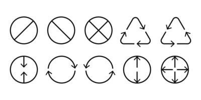 Line Icons Showing Directions and Actions. Refuse, deduce, reuse, recycle icons. vector