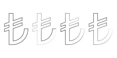 Turkish Lira Symbol Line Art. vector
