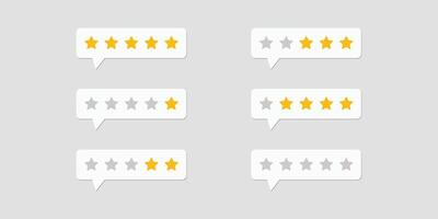 Five star rating displayed in a speech bubble. Feedback, Review and rate us concept. vector