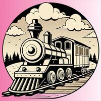 Front view of a locomotive powered diesel. vector